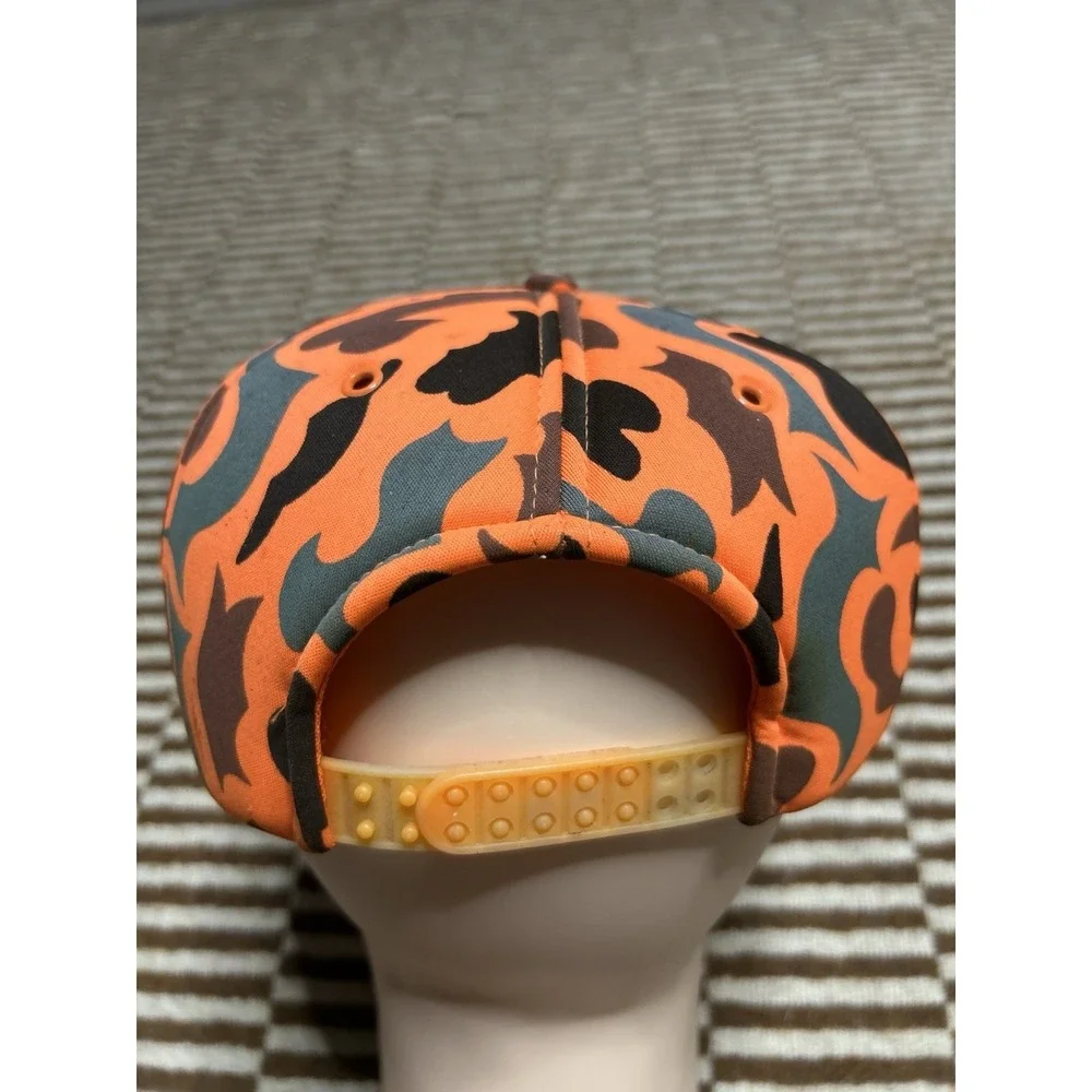 Vintage Orange Camo Uwharrie Buck Snapback Hat Hunting Deer Rope Cap